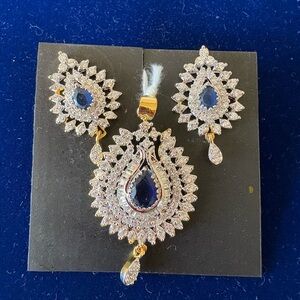 Elegant Silver and Blue Jewelry Set